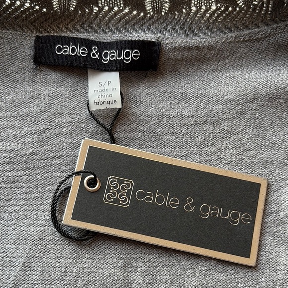 NWT CABLE & GAUGE Scallop Edge Gray Knit Open Cardigan - Picture 2 of 9